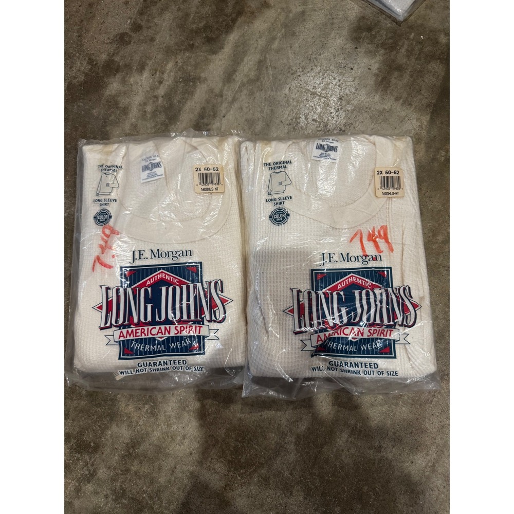 2 Pack Vintage JE Morgan Long Johns American Spirit Thermal Shirt Mens 2X 50-52